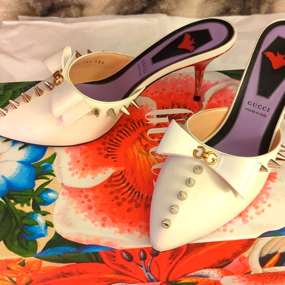 NWT Gucci NWT Sadie Mules Heels Sz 38.5 - Picture 2 of 7